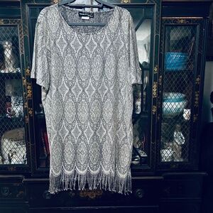 Sharaide Nities Silver Lace Nightie With Fringe Size 16W